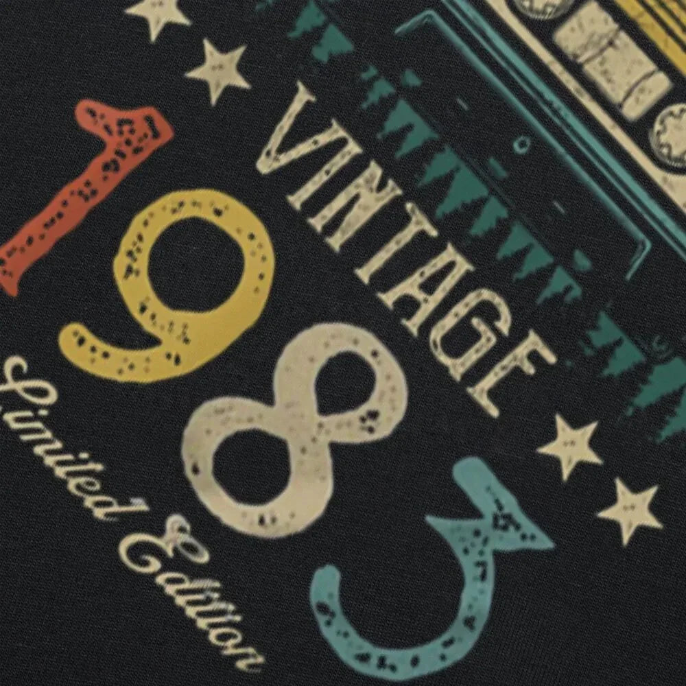Vintage 1983 Limited Edition Retro Cassette Women T Shirt 40th 40 Years Old Birthday Party Girlfriend Gift Black T-shirt LUXLIFE BRANDS
