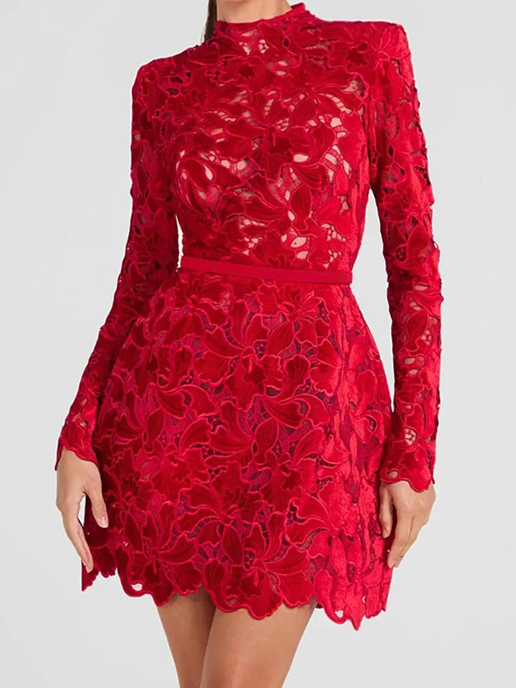 Lace Long Sleeve Mini Party Dress Luxlife Brands