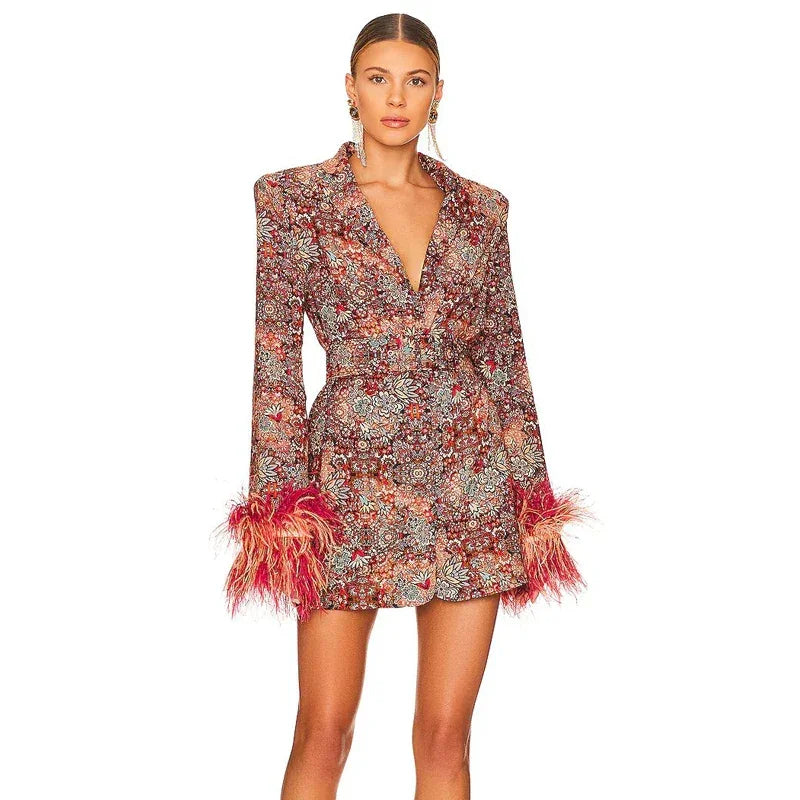 Women's Feather Cuff Party Dress Luxlife Brands