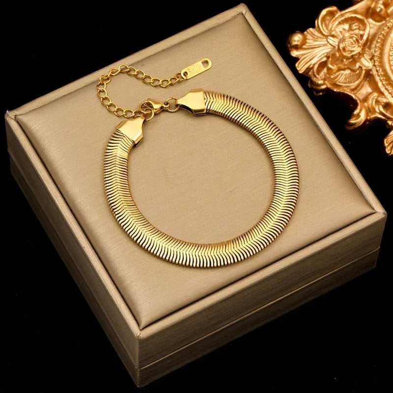 EILIECK 316L Stainless Steel Twisted Bracelet Bangles For Women Trendy 18K Gold Plated Wrist Chain Waterproof Jewelry Gift Party Luxlife Brands