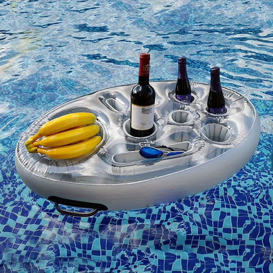 Inflatable Pool Party Float with Ice Bucket & Cup Holders