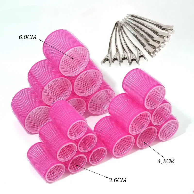28pcs/Set Hair Roller Sets 18pcs Plastic Self Grip Hair Curlers 3 Sizes Hair Rollers 10pcs Metal Clips DIY Hairdressing Tools Luxlife Brands
