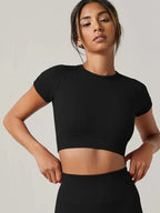 Women Yoga Top Seamless Sport T Shirts Fitness Clothes Short Sleeve Yoga Shirt Gym Top Running Active Wear Sport Top Luxlife Brands