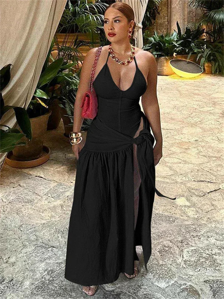 Tossy 2 Piece-Set Female V-Neck Jumpsuit Outfits Sexy Lace-Up Pleated High Waist Skirt Sets For Women White Bandage Outfits 2024 Luxlife Brands