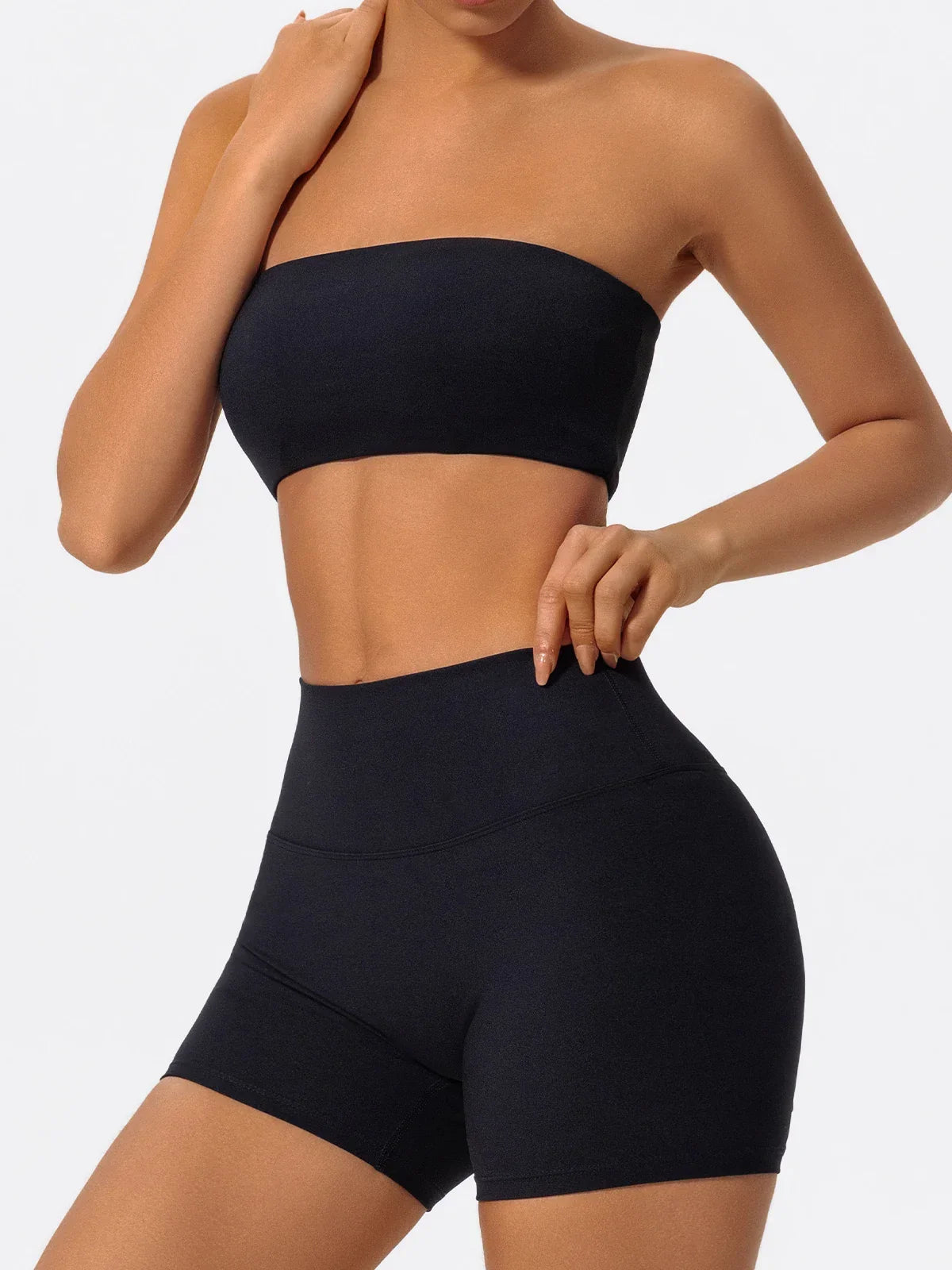 Ctenkevet Women Strapless Bra Suits Gym Workout Yoga Outfit Female Fitness Crop Top Outdoors Activewear Women Underwear Set