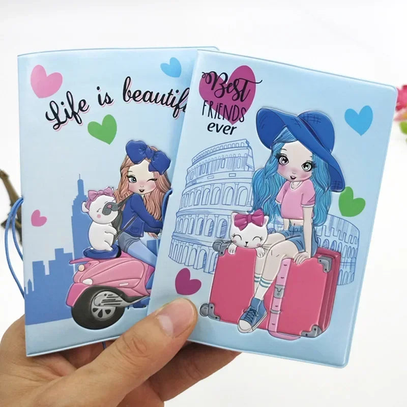 Travel Passport Holder Case Card ID Holders Wallet Bags Passport Cover Cartoon Women PU Leather