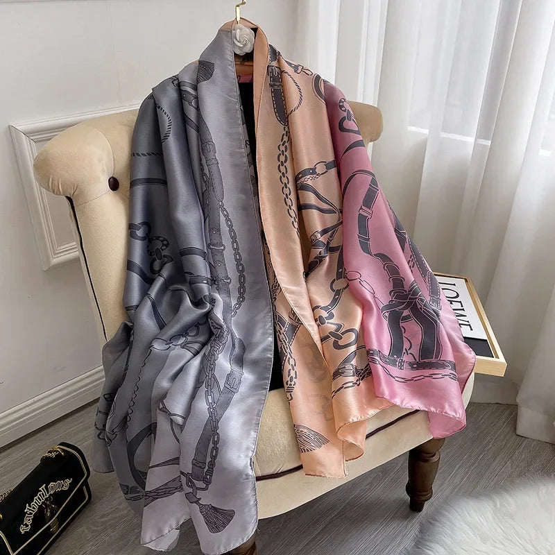180*90cm Luxury Brand Spring Summer Autumn Women Clothing New Fashion Color matching printed silk scarf lady popular turba