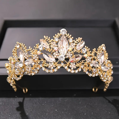Baroque Luxury Crystal AB Bridal Crown Tiaras Light Gold Diadem Tiara for Women Bride Wedding Hair Accessories Jewelry Crown LUXLIFE BRANDS