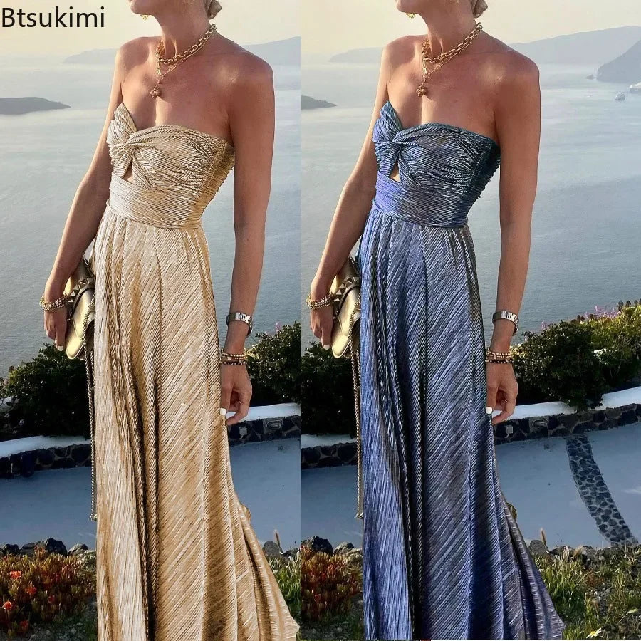 Metallic Long Party Dress LUXLIFE BRANDS