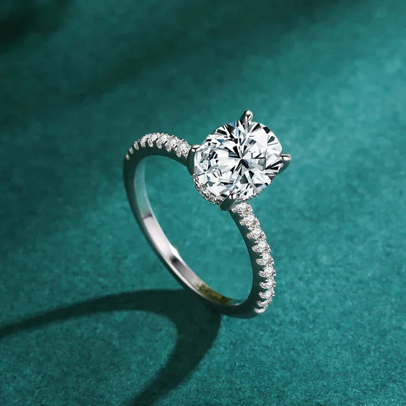 Ailmay Fashion 925 Sterling Silver Oval 5A Cubic Zirconia Finger Ring For Women Luxury Wedding Engagement Jewelry Gift