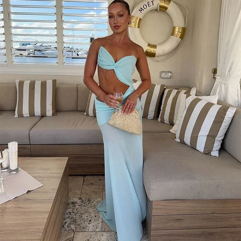 Frosted Fantasy Mesh Beach Dress – Icy Blue Showstopper