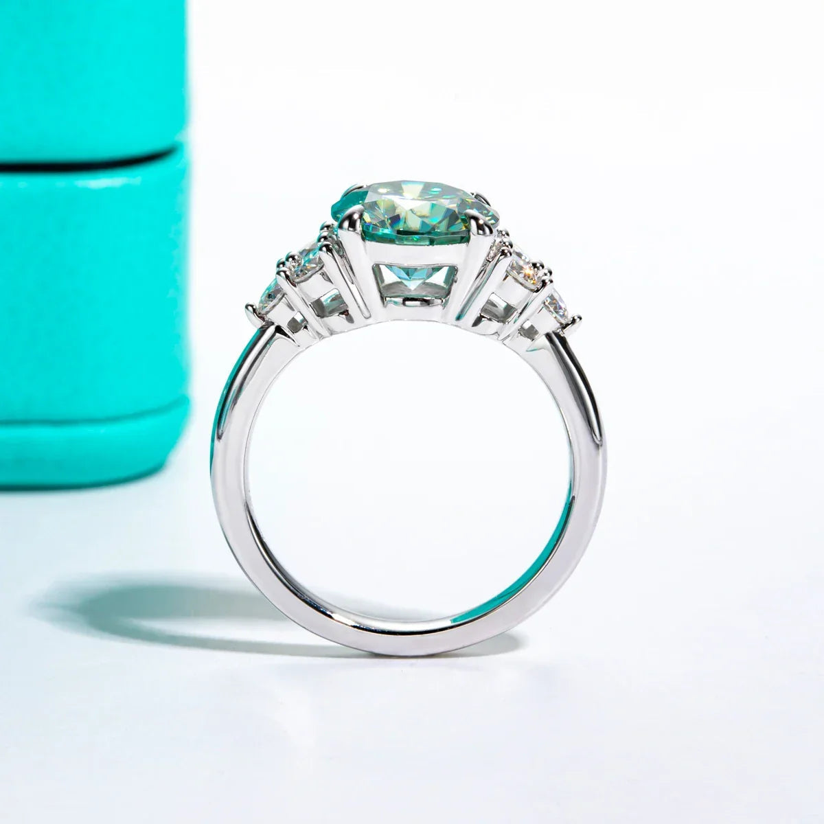 3ct Round Cut Moissanite Engagement Ring 18K Gold Plated Silver Luxlife Brands