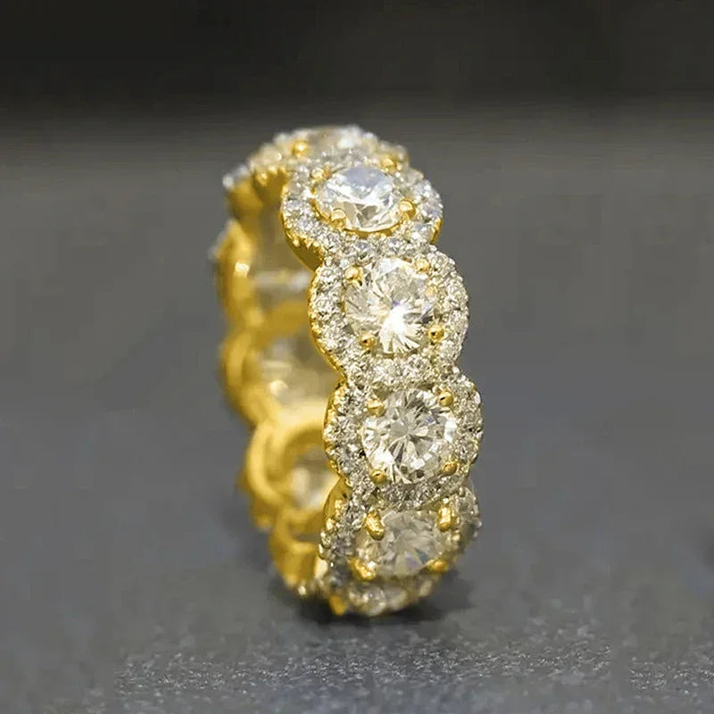 Huitan Sparkling Cubic Zirconia Promise Rings for Women Wedding Engagement Bands Silver Color New Modern Fashion Female Jewelry