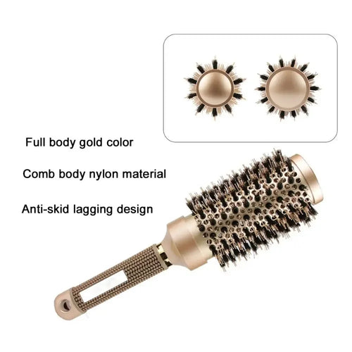 Boar Bristle Hairbrush Styling Tool Curling Blow Dry Ceramic Hairbrush Straight Hair Curls Round Ionic Hair Brush Hair Care LUXLIFE BRANDS