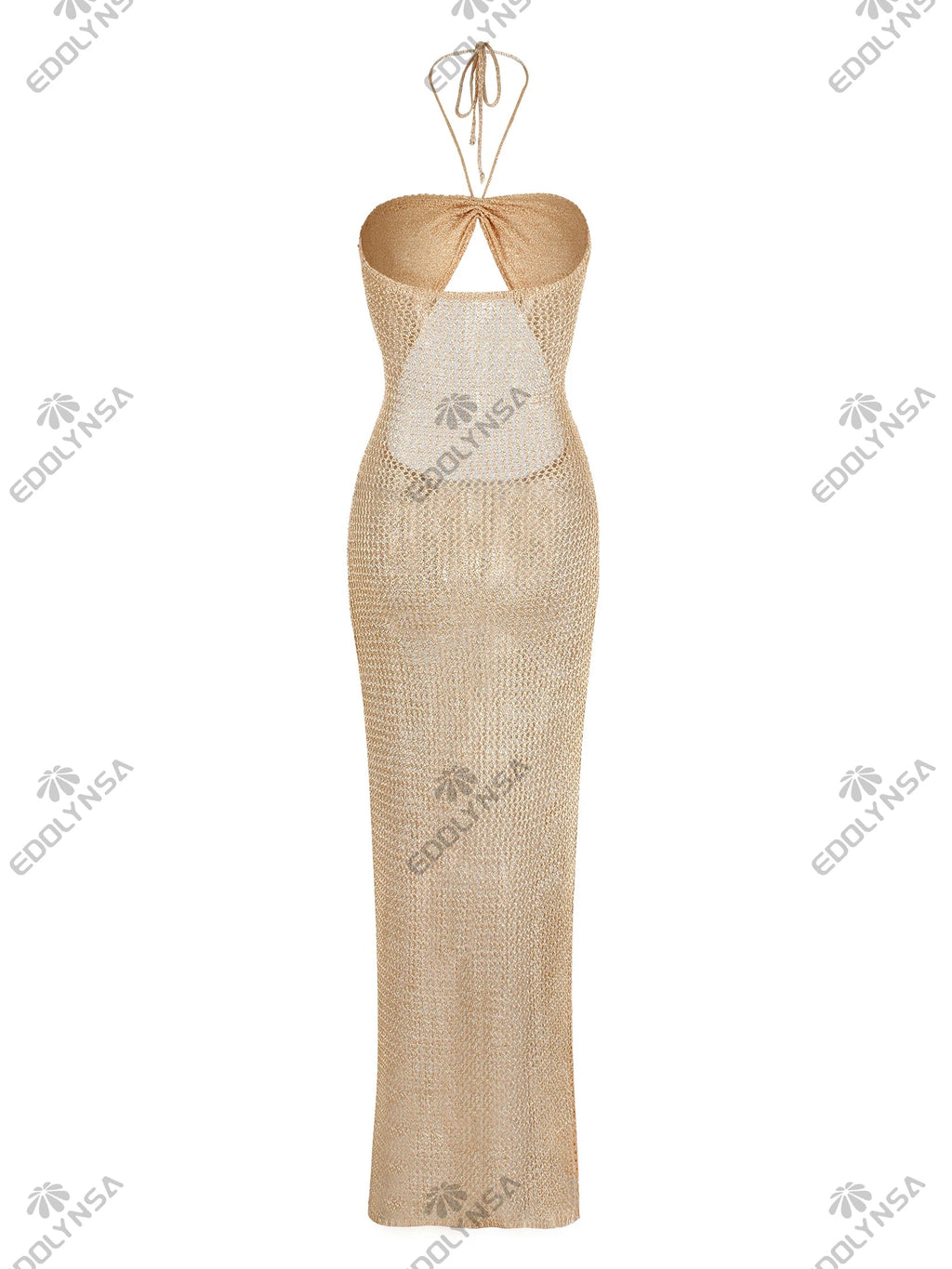 Sexy Knit Halter Neck Cut Out Beach Maxi Dress 2025 Summer Swimsuit Cover Up Women's Solid Colour Vacation Party Outfit K232 Luxlife Brands