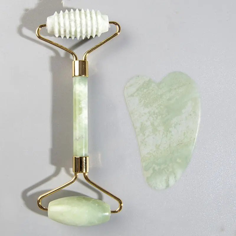 Natural Jade Face Roller Gua Sha Scraper Set Masssager for Face Neck Body Skincare Beauty Guasha Massage Tool Facial Slim Lift