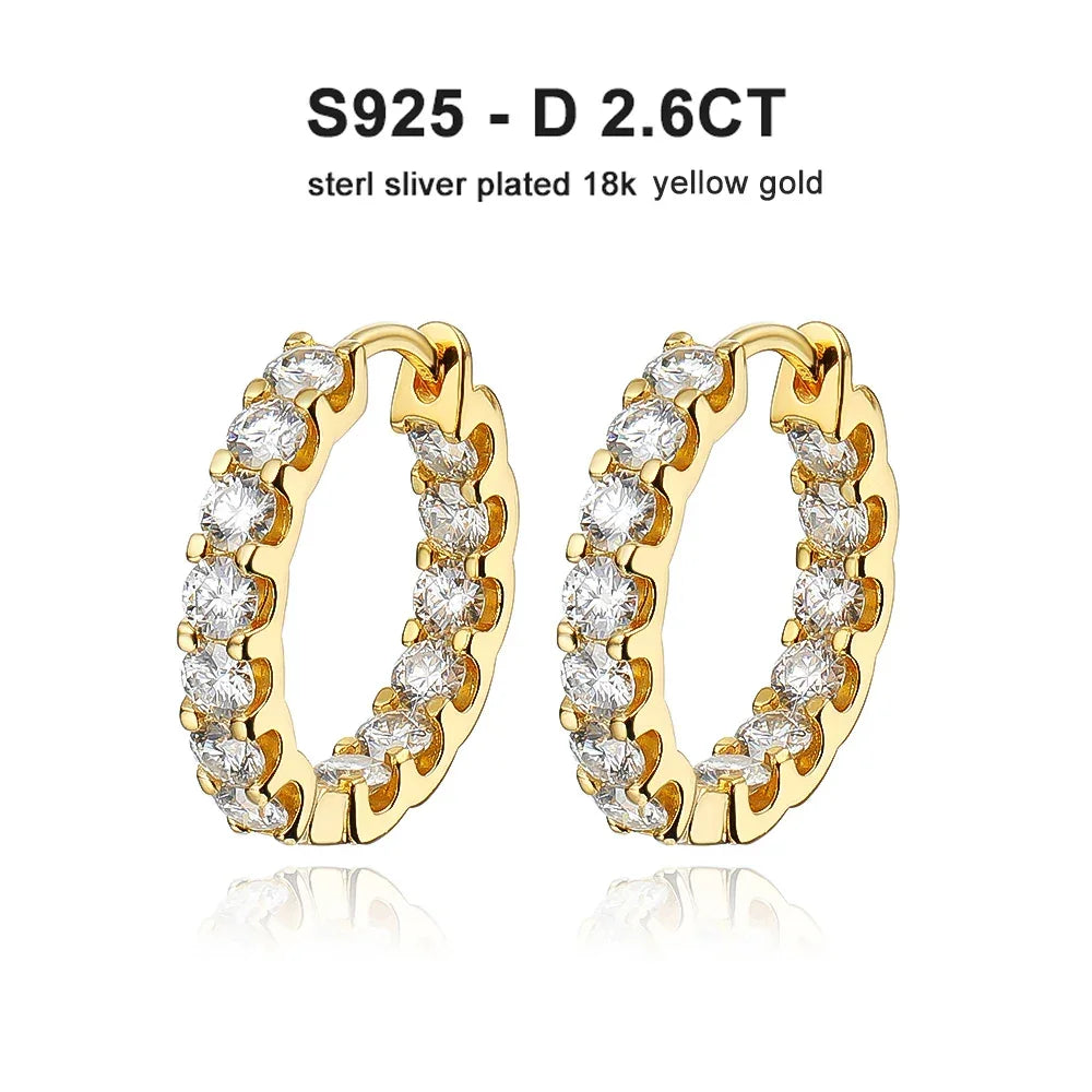 KNOBSPIN 2.6ct D Color Moissanite Earring 925 Sterling Sliver Plated White Gold Hoop Earring for Women Wedding Party Jewelry Luxlife Brands