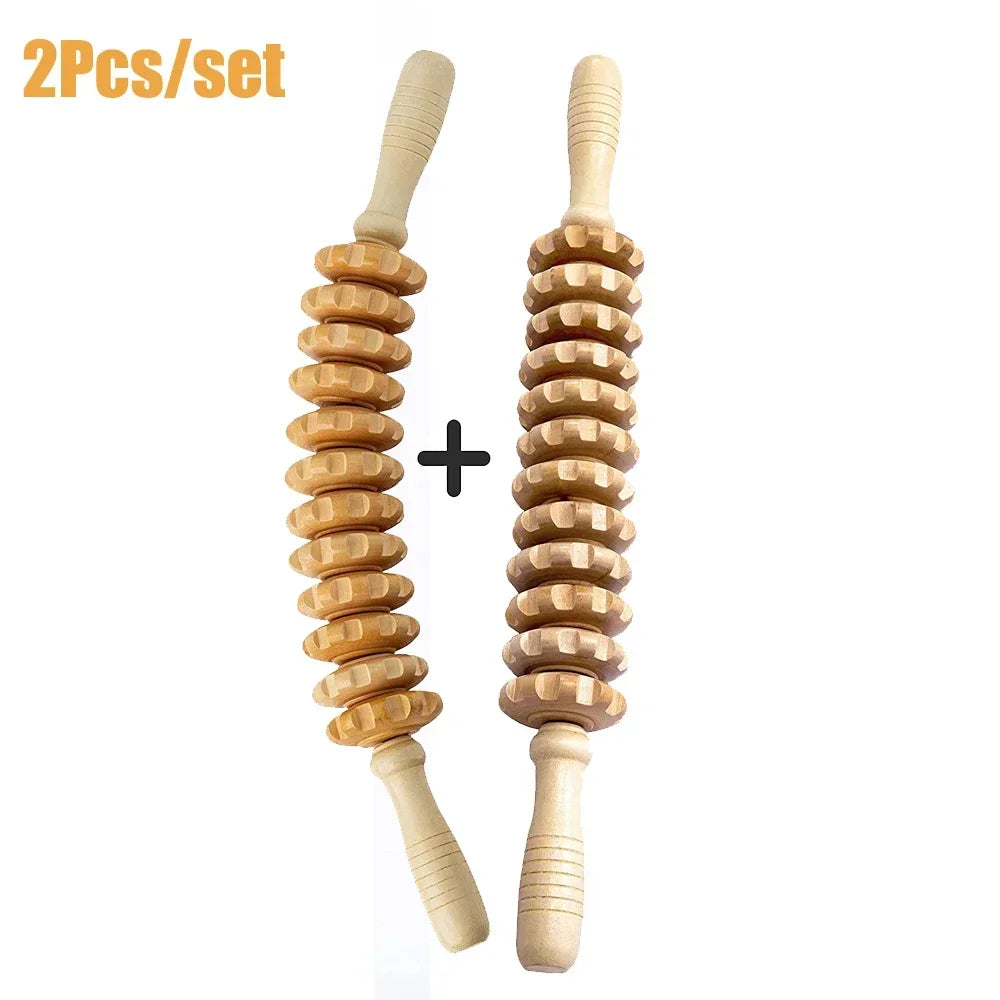 Wood Roller for Stomach Cellulite,Wooden Therapy Massage Tools for Body Shaping,Wood Rolling Massage Stick for Muscle Knots