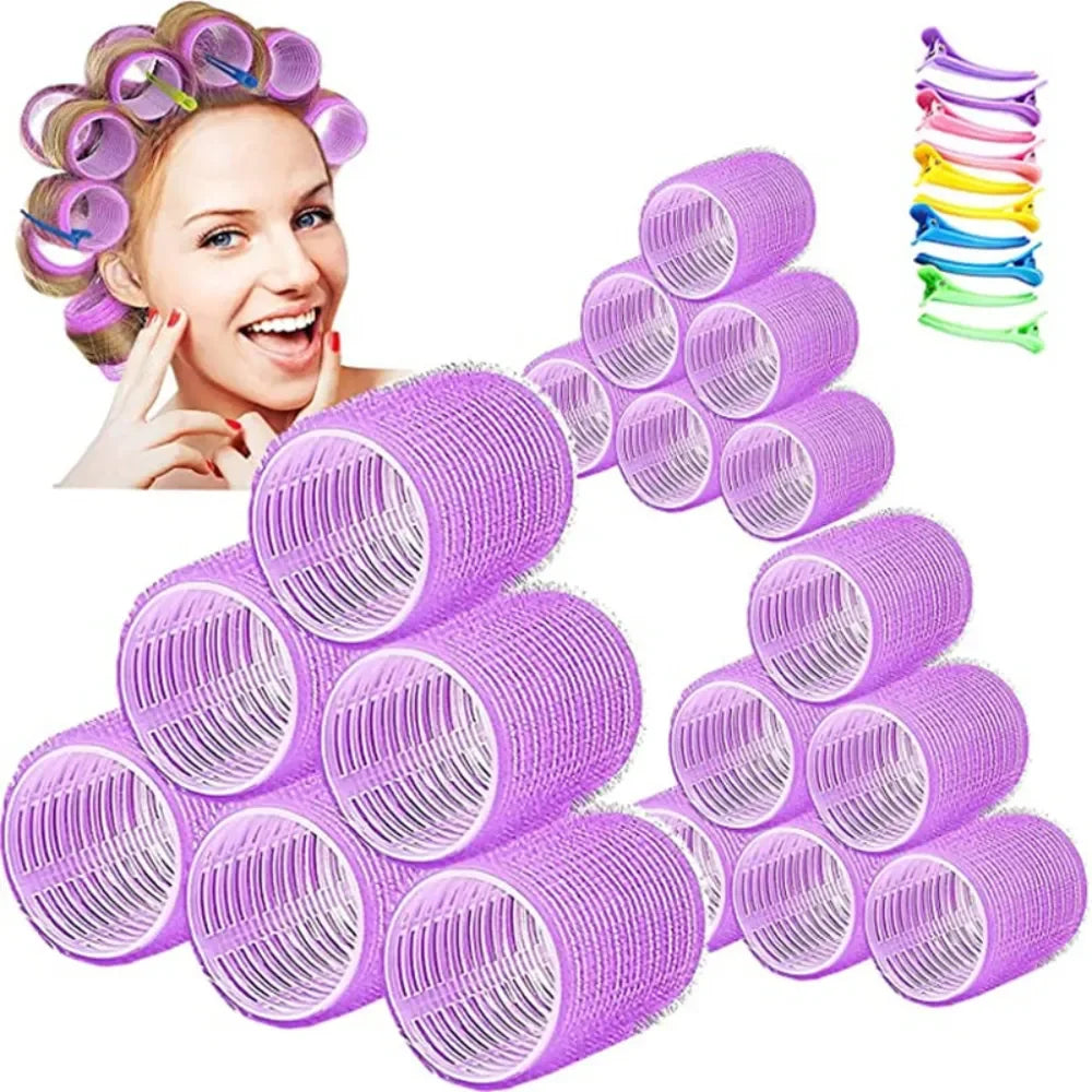 Self-Grip Hair Rollers Heatless Hair Curlers No Heat Hair Bang Volume Self-adhesive Hook &amp Loop DIY Styling Tool Random Color LUXLIFE BRANDS