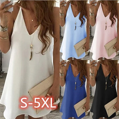 light sling Elegant Women Fashion Midi Dress Ladies Chiffon Irregular Dress Sleeveless Dress Femme Vestidos - LUXLIFE BRANDS