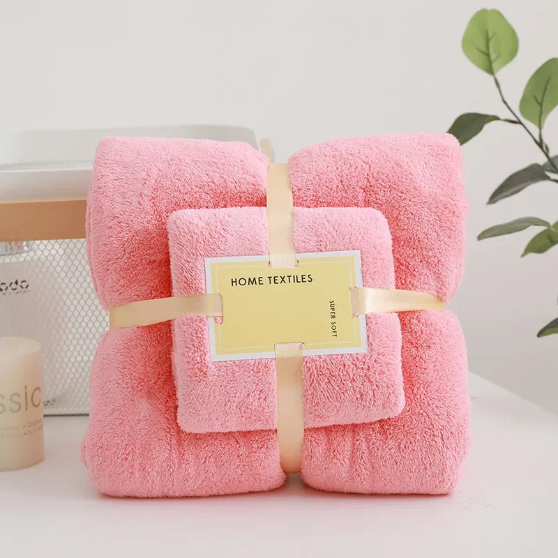 2PC Bath Towels Set Super Soft Highly Absorbent Quick-drying Coral Velvet Bath Towel For Adults Hotel & Spa Use Luxlife Brands