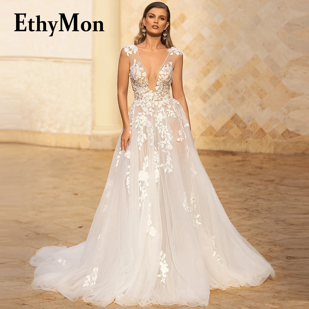 Ethymon Modern Sweetheart Wedding Gown For Bride Off the Shoulder Trumpet Lace Appliques Backless Robe De Mariée Customised Luxlife Brands