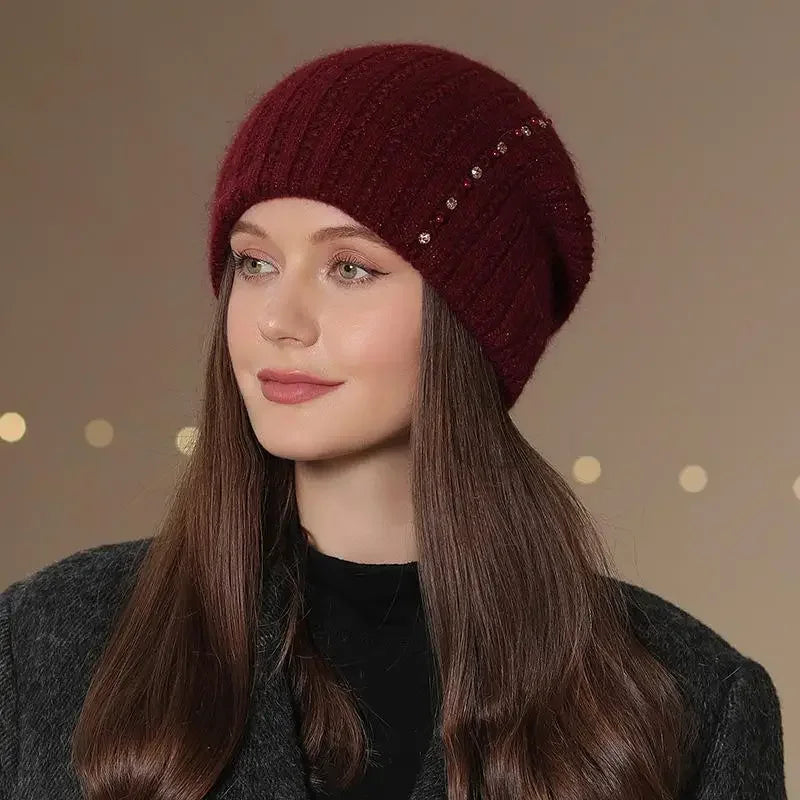 New Women Winter Hat Fashion Decorate Beanie Hat Warm Winter Cap For Female Casual Streetwear Knitted Hat