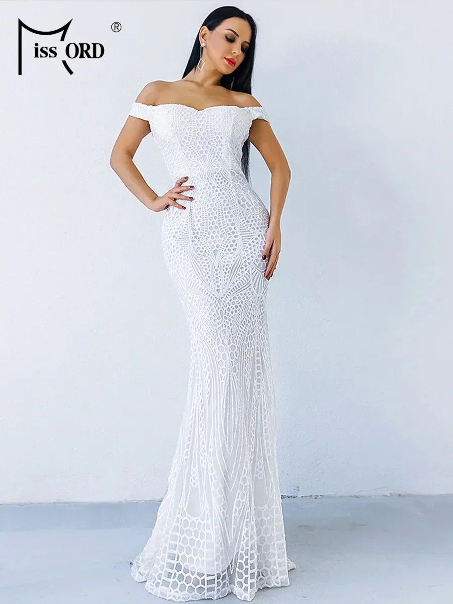Naples Sequin Bodycon Maxi Gown LUXLIFE BRANDS