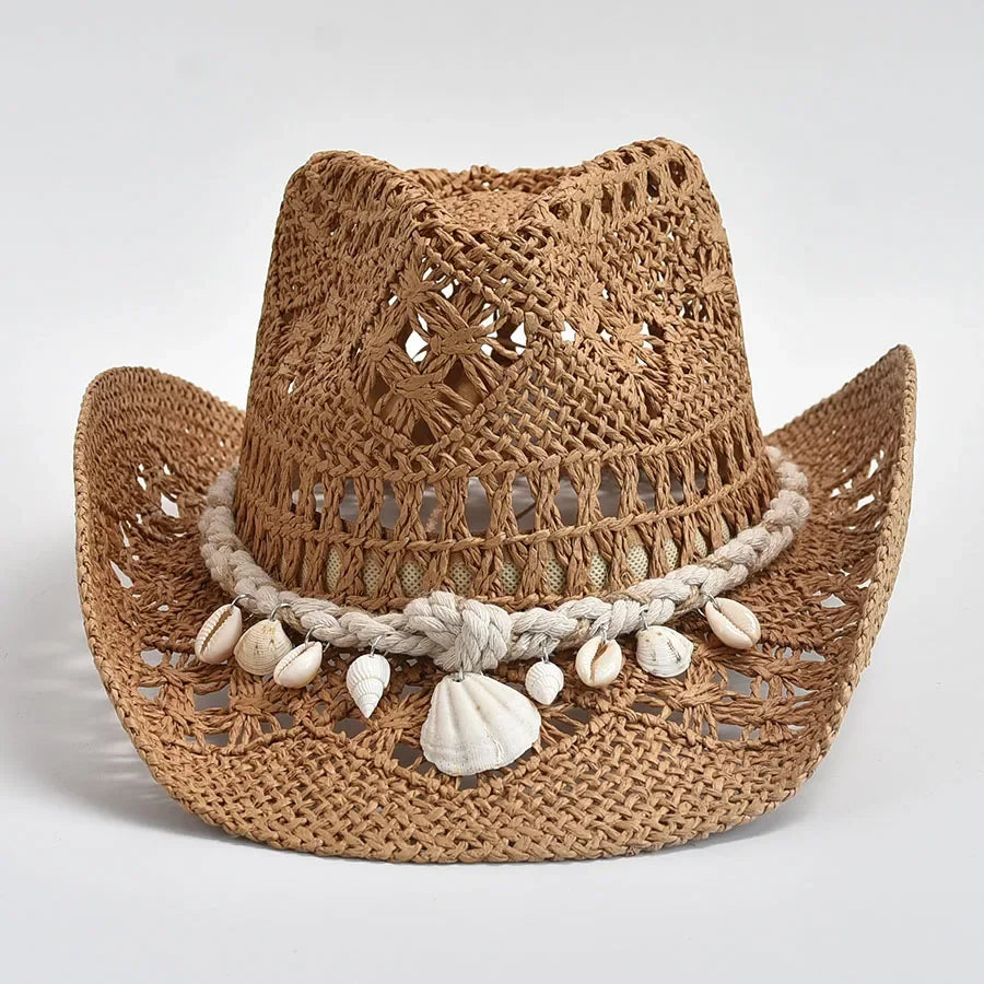 Summer Hand Woven Straw Hat for Women Shell Decoration Holiday Beach Sun Hat Chapeu Panama Feminino Luxlife Brands