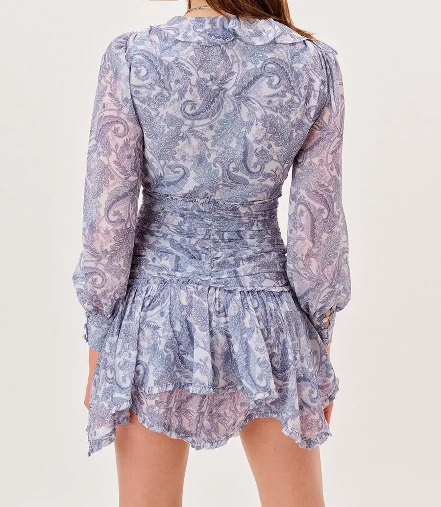 Flora Floral Print Chiffon Mini Dress