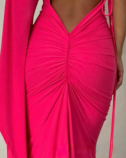 Valentine Red Ruched Party Dress