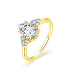 ATTAGEMS New Solid S925 Sliver 2.0ct Moissanite Rings for Women D VVS1 Pear Shape Diamond Engagement Wedding Fine Jewelry Gift Luxlife Brands