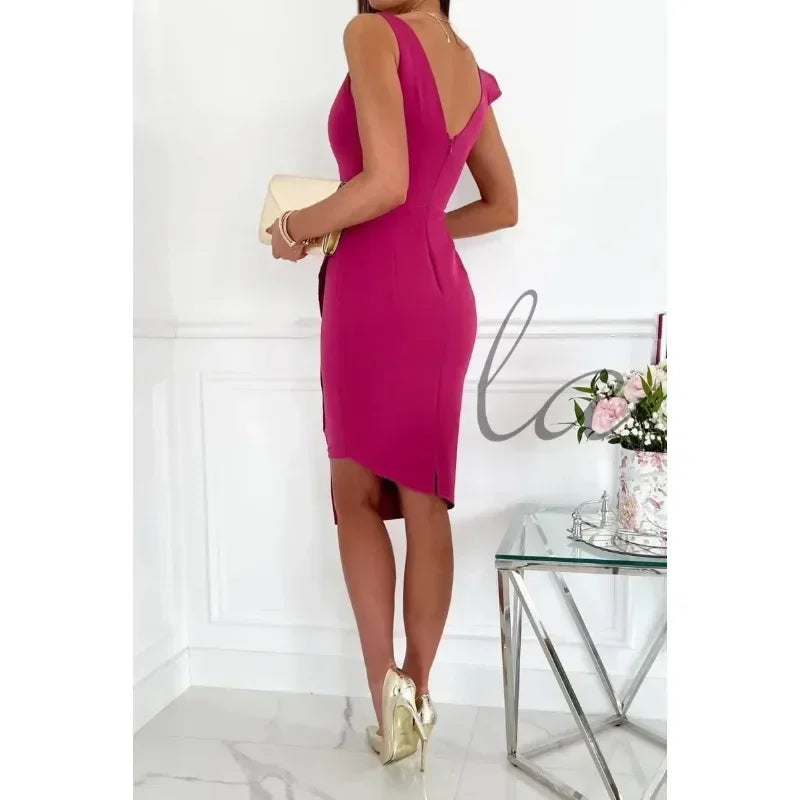 Palm Beach Ruffle Evening MIDI Dress