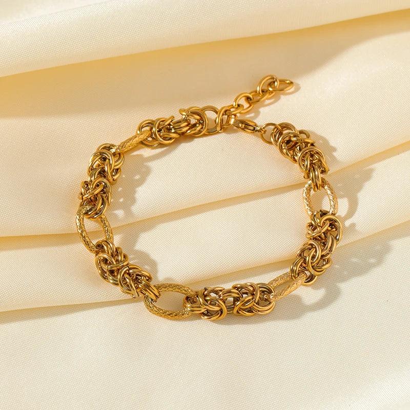 EILIECK 316L Stainless Steel Twisted Bracelet Bangles For Women Trendy 18K Gold Plated Wrist Chain Waterproof Jewelry Gift Party Luxlife Brands