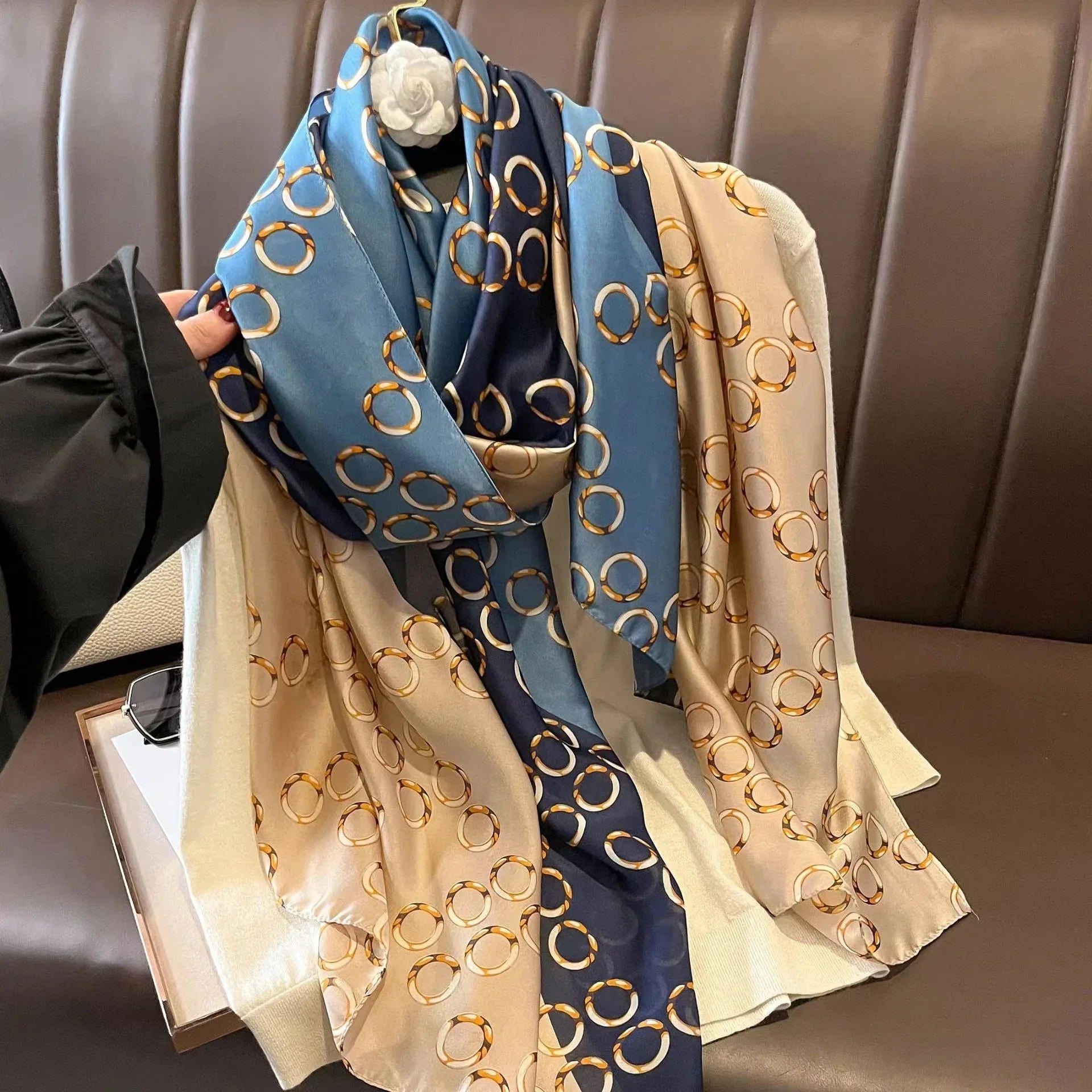180*90cm Luxury Brand Spring Summer Autumn Women Clothing New Fashion Color matching printed silk scarf lady popular turba