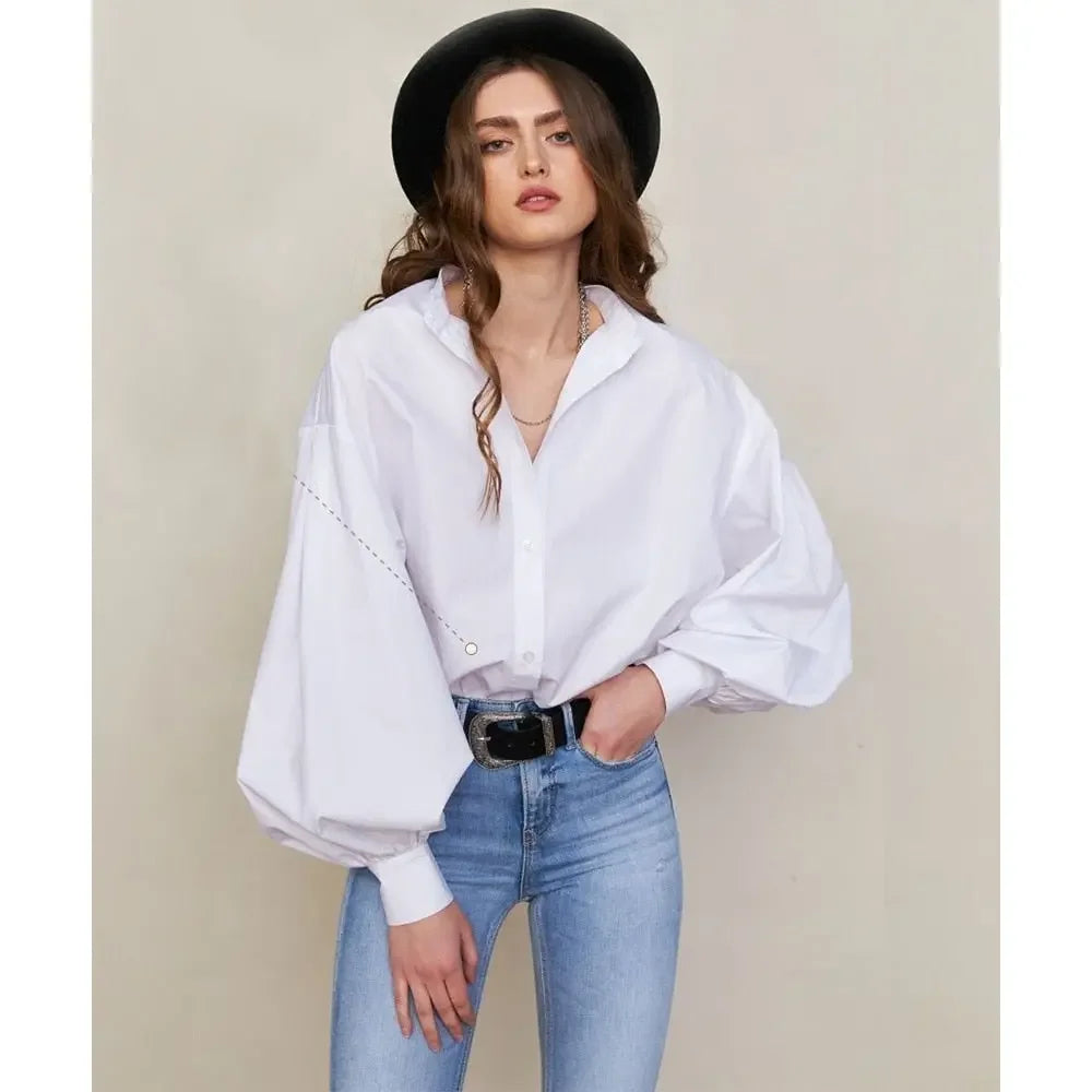 Women&#39;s Floral Print Puff Sleeve Shirt Female Elegant Casual V Neck Shirts 2023 Spring Summer Ladies Tops Blouses Vintage Blouse