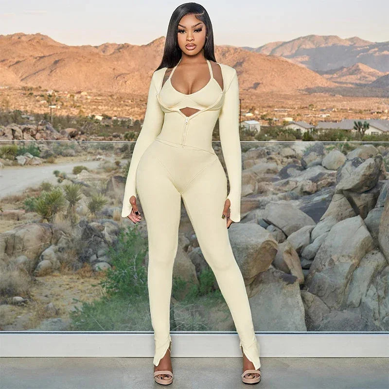 Zip Long Sleeve Bodysuit LUXLIFE BRANDS