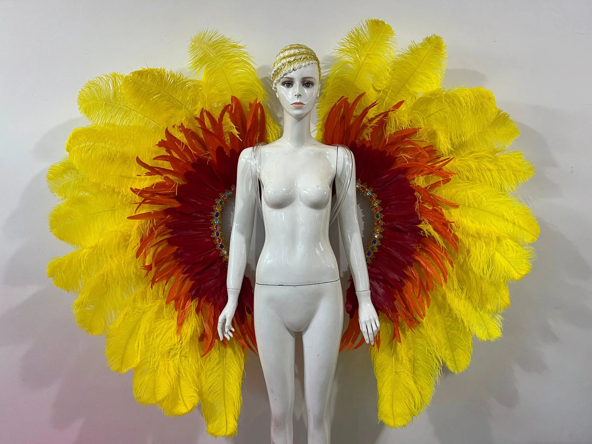 Two-Tone Feather Wing Backpiece Stage Costume Accessory