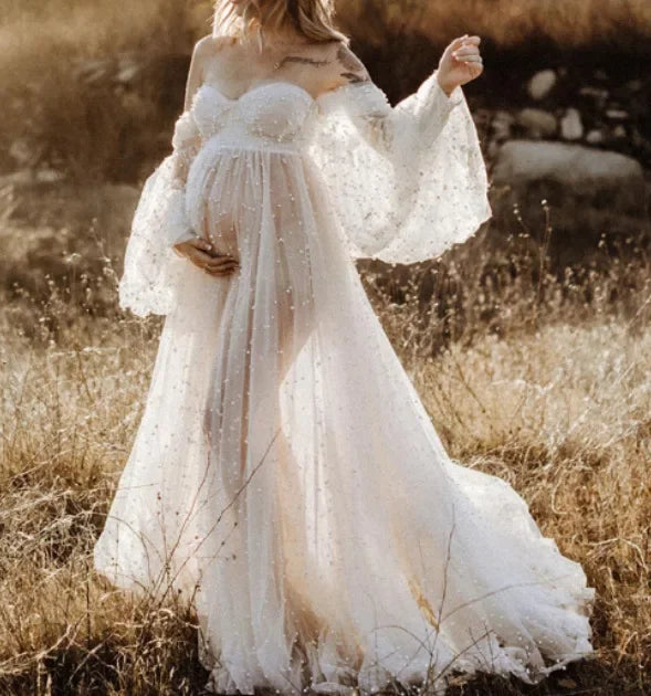 Maternity Pearl White Gown Luxlife Brands