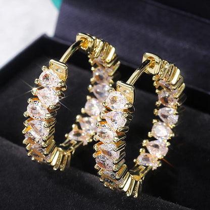 UILZ Female Luxury Crystal Square Bride Hoop Earring Silver Color Wedding Jewelry White Zircon Stone Earrings for Women LUXLIFE BRANDS