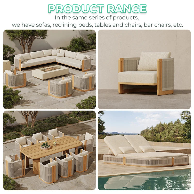 Modern Hotel Outdoor Sun Lounger Luxury Villa Outdoor Furniture Chair Resort Outdoor Sun Lounger  Beach Double Lounger Chair Set