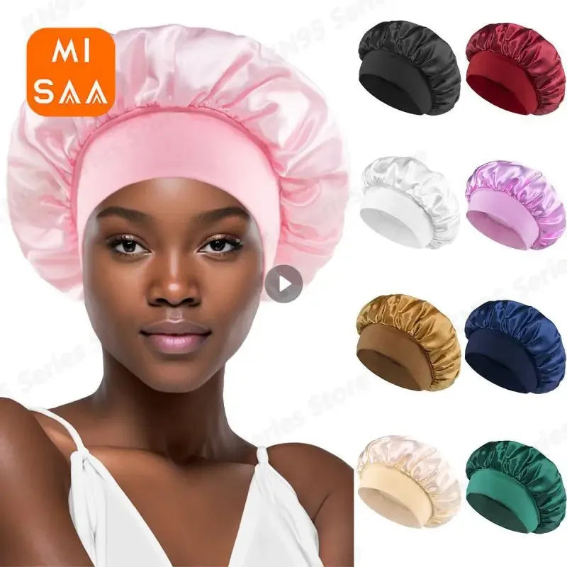 Satin Hat Sleep Silk Round Fabric Protect Hair Comfort Hair Night Anti-frizz Sleeping Hat Four Seasons Breathability Sleep Cap LUXLIFE BRANDS