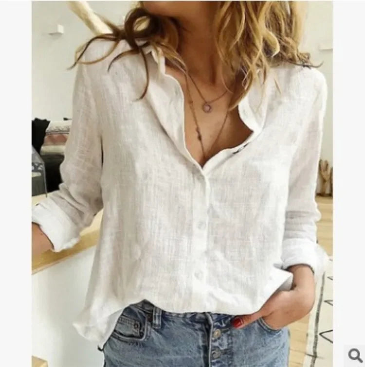 Fashion Women's Print Shirt Women's Long Sleeve Top Cotton Office 2024 Spring Summer Casual Loose Top Large 5XL