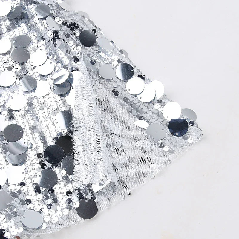 Glitter Sequin Mini Dress Women Elegant Backless Long Sleeve Short Dresses Slit Bodycon Sexy Club Party Clothes YY23549SK LUXLIFE BRANDS