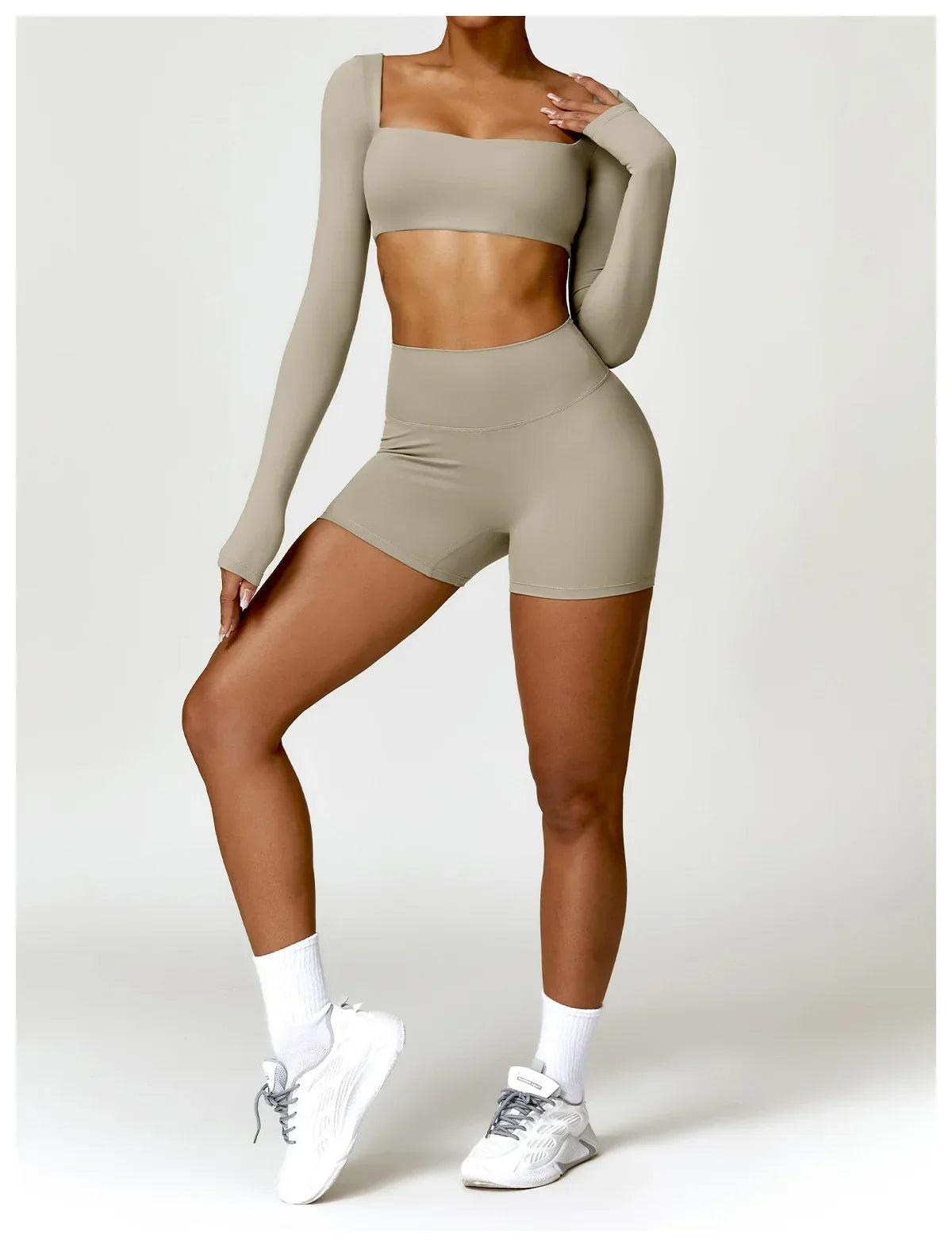 New Long sleeve Shirt Sports Set Women Fitness Tights Yoga Set Crop Top Running High Waist Gym Set Womens Outfits Yoga Clothing