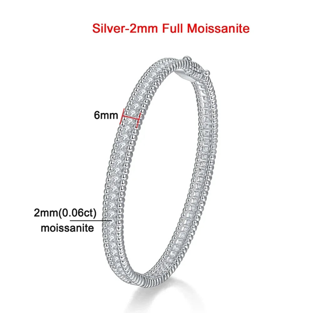 2mm Full Moissanite Bracelets with GRA Certified 100% 925 Sterling Silver Plated 18K Gold Luxury Fine Jewelry Bangle For Women