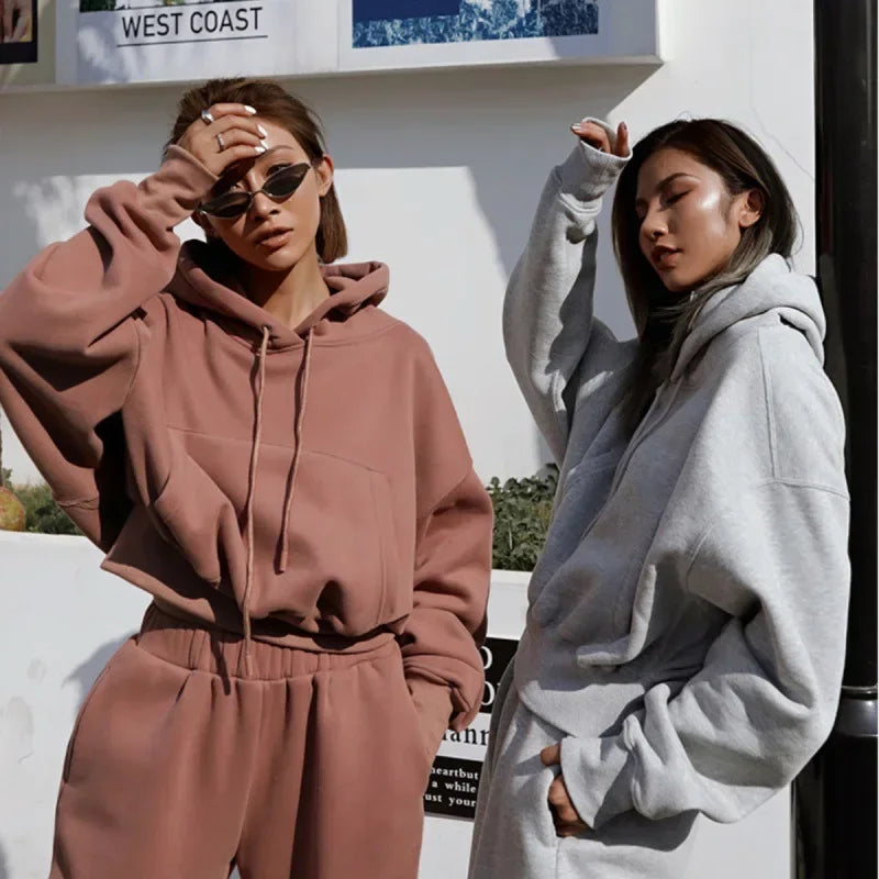 Women Hooded Sweatshirt & Pants Set Luxlife Brands