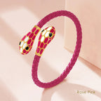 Double Snake Head Cuff Bangles Braided Leather Luxlife Brands