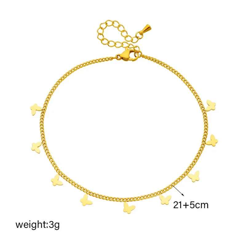 DIEYURO 316L Stainless Steel Gold Color Butterfly Anklets For Women Girl New Trend Leg Chain Non-fading Jewelry Gift Party LUXLIFE BRANDS