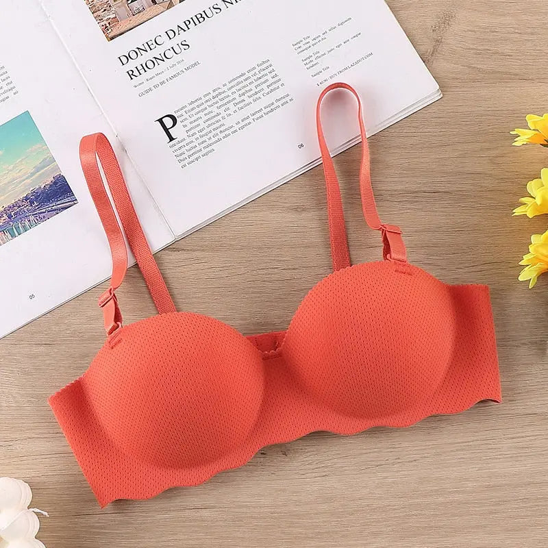 Sexy Bras Push Up Seamless Underwear Women Solid Candy Color Wireless Lingerie One-Piece Gather Convertible Straps Brassiere
